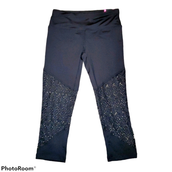 Material Girl NWT Active Crop Laced Leggings 392 - Picture 1 of 6